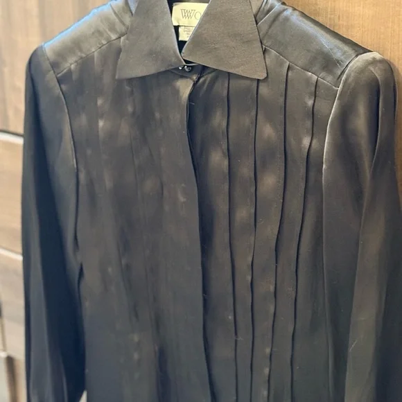Vintage WORTH 100% Silk Black Button-Up Blouse - Picture 6 of 10